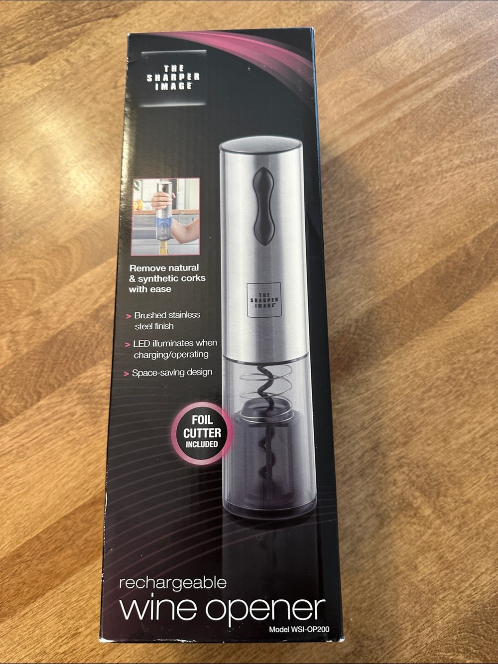 Sharper Image Silver Rechargeable Wine Opener